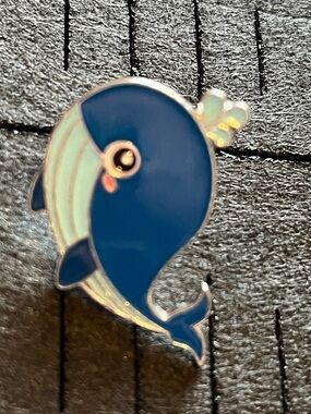Cute Blue Whale Enamel Pin - Navy & Light Blue Ocean Charm